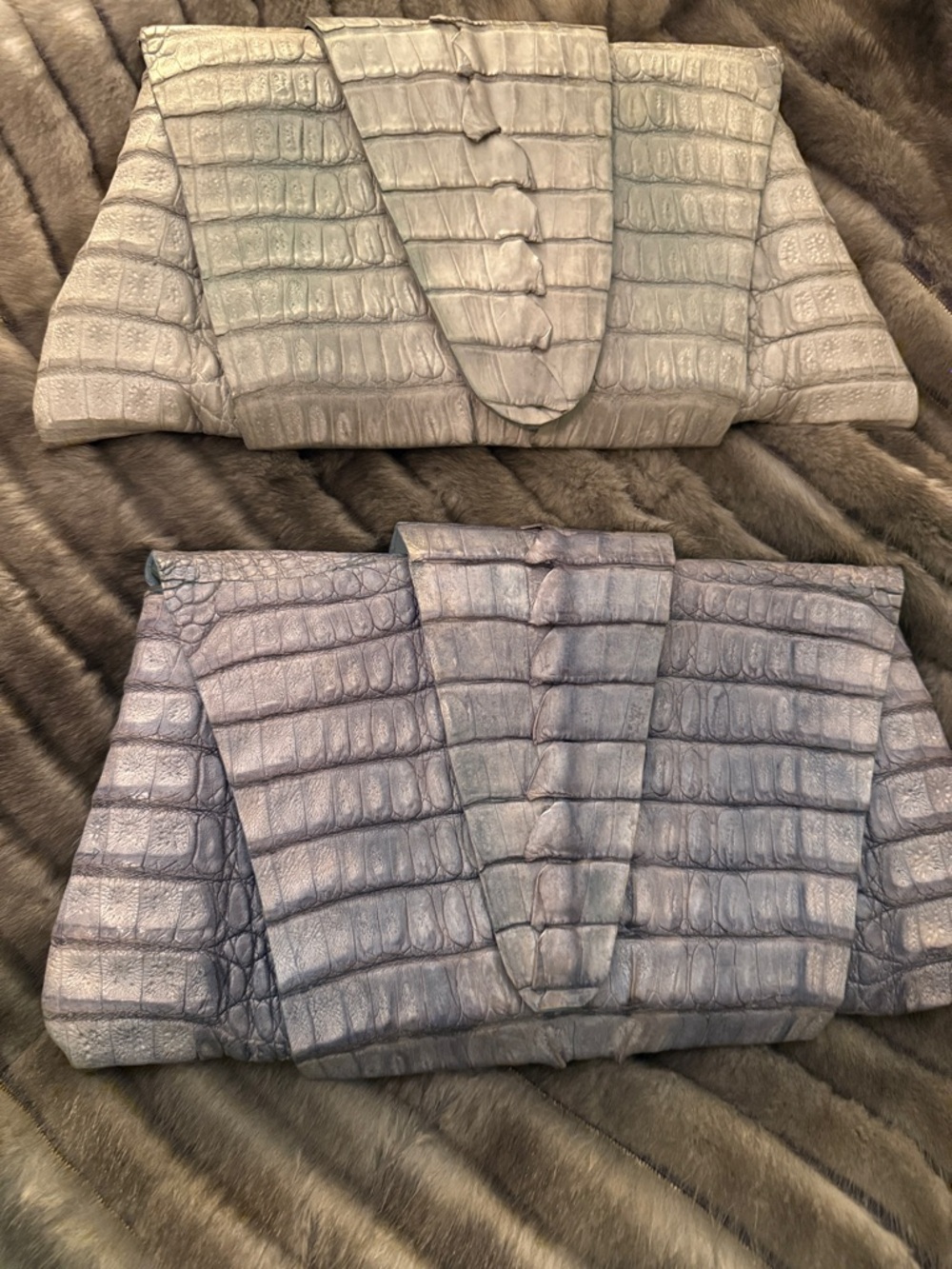 2 Juliette Jake Croco Clutches in good condition sold As-IS